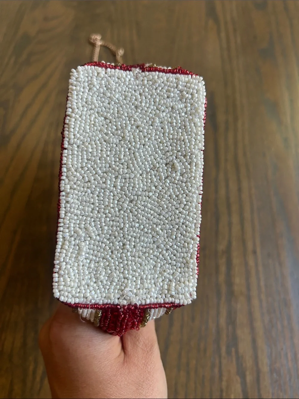 Popcorn Beaded Shoulder Bag - White & Red viral TikTok - Picture 3 of 6